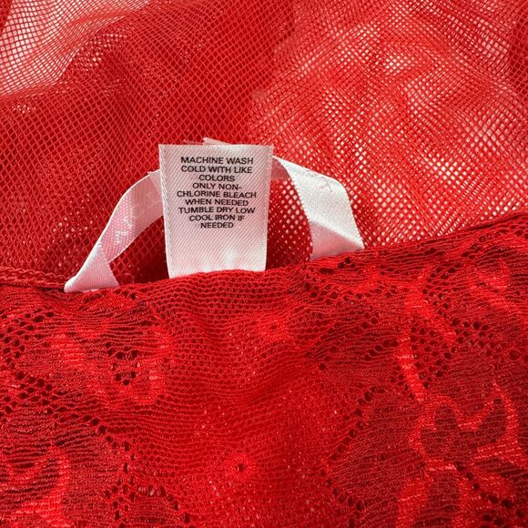 Victoria's Secret Red Lace Halter Mesh Babydoll Chemise Sz Small Sheer 2006 Y2K - Picture 7 of 9